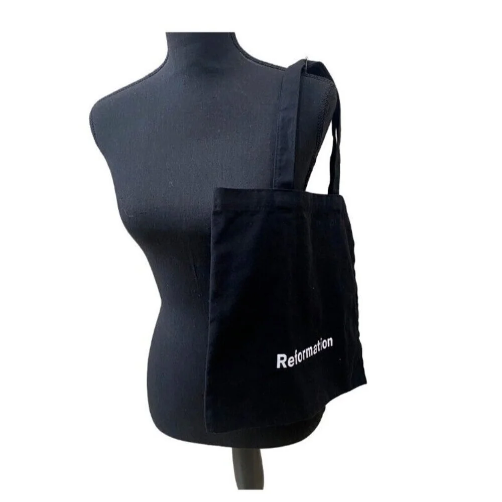 Reformation Canvas Tote Bag Black and White Shopping Bag 18''x15''